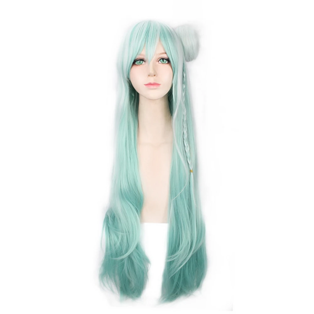 100cm Ensemble Stars Hibiki Wataru Long white green Ombre Synthetic Hair Women Cosplay Costume Wig With Bun Free Shipping