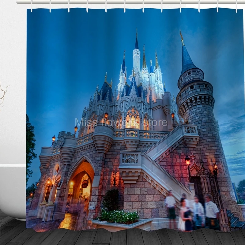 Hungarian Night View Palace Building Design Custom Shower Curtains Bathroom Waterproof Mildew Polyester Fabric + 12 Hooks