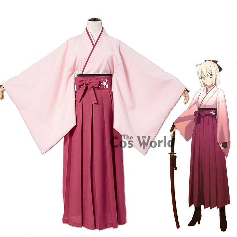 

Fate Grand Order Sakura Saber Okita Souji Kimono Yukata Dress Uniform Outfit Cosplay Costumes