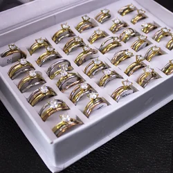 12 pcs/lot Mix Size Cute Stainless Steel Ring Set for Women Vintage Romantic Crystal Wedding Rings Fashion Jewelry Anillos