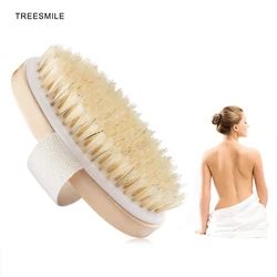 TREESMILE Bath Brush Wooden Body Bath Shower Bristle Brush SPA Body Brush Without Handle Wooden Body Massage Brush