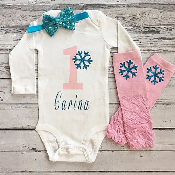 personalized snowflake Winter Onederland birthday bodysuit onepiece Tutu legwarmers toodles Outfit baby shower party favors