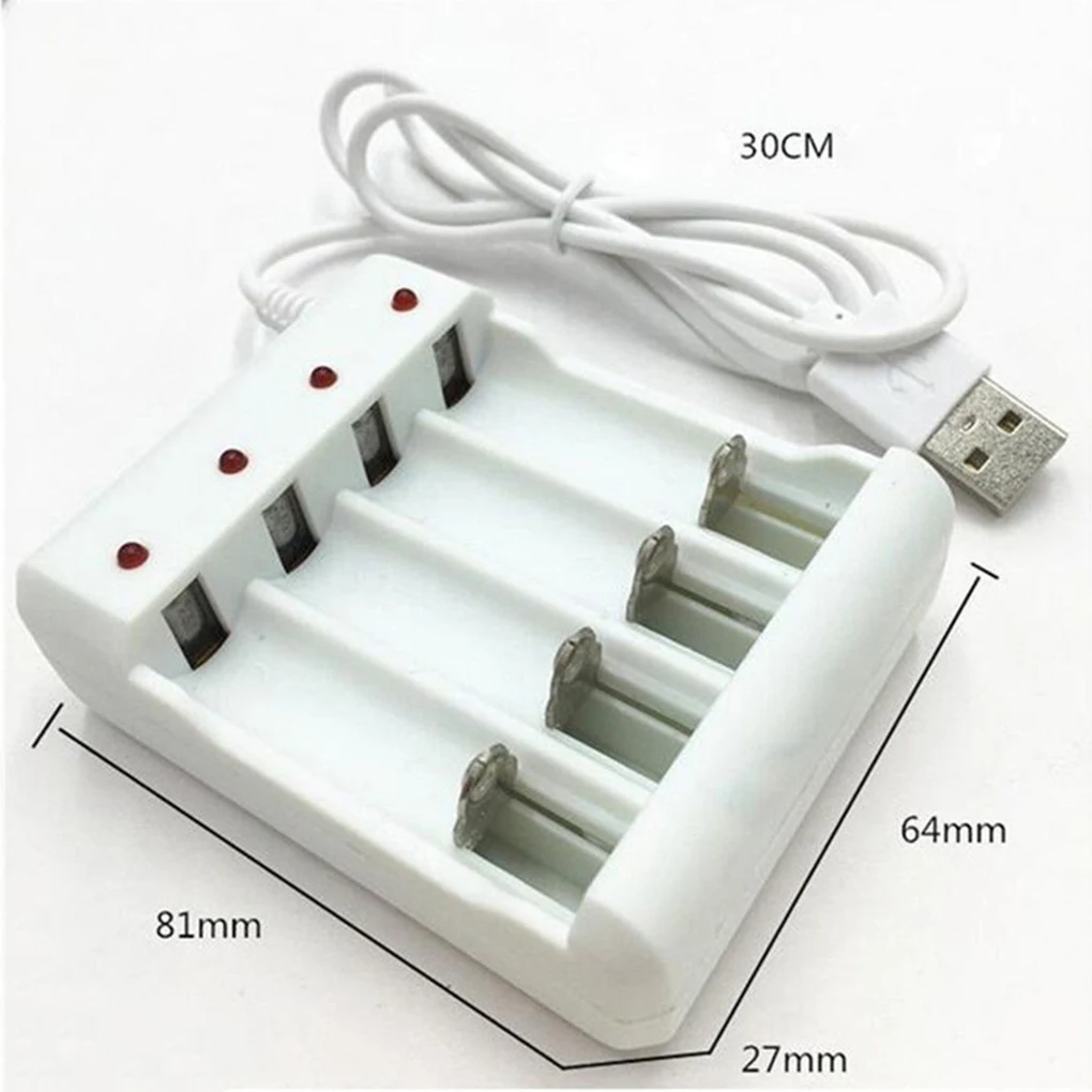 New USB 4 Slots Fast Charging Battery Charger Short Circuit Protection AAA and AA Rechargeable Battery Station