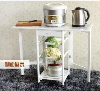 To receive a table in the kitchen. Fold the microwave shelf. Solid wood mobile diners.