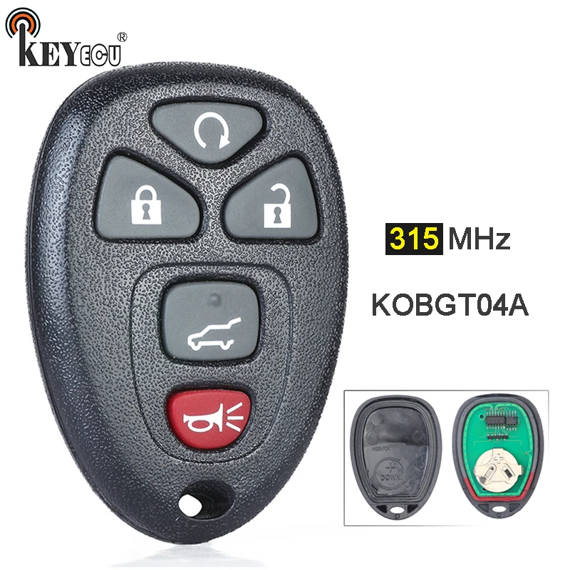 KEYECU 315MHz FCC ID: KOBGT04A Part # 22733524 Keyless Entry 4+1 5 Button Remote Key Fob for Buick Chevrolet Pontiac G5