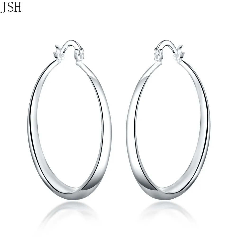 925 Christmas gift charms silver color Retro charms women Lady Hoop round earring jewelry best gift lowest price LE024