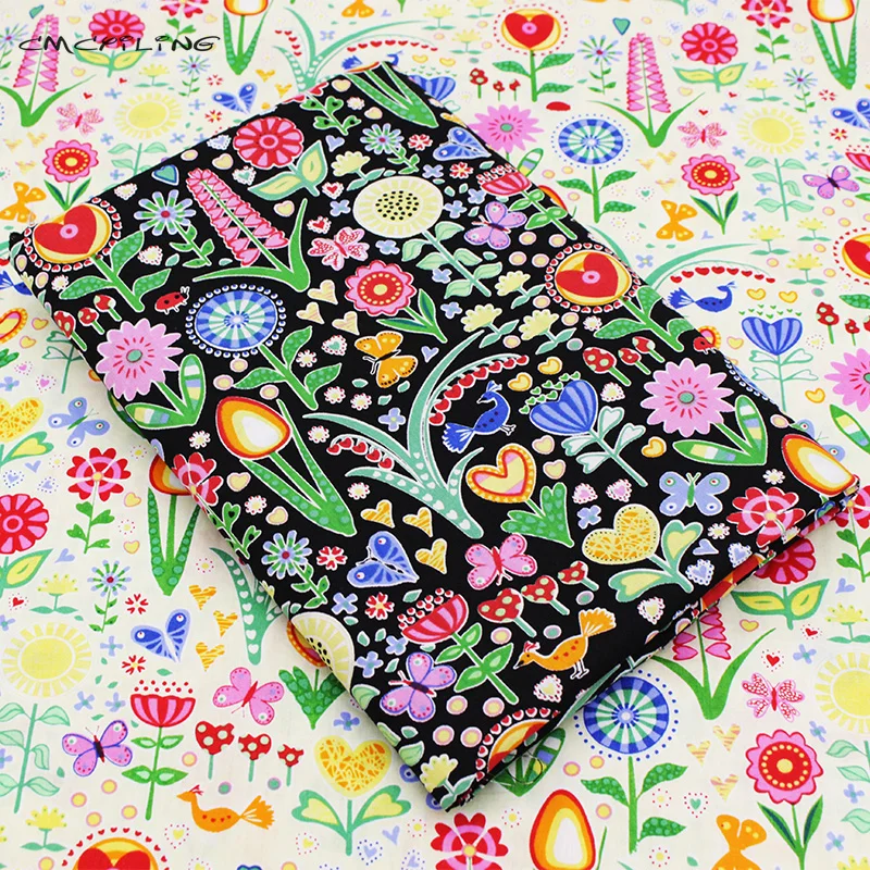 Print Floral Cotton Fabric For DIY Quilting Sewing Textile Of Baby Doll Cloth Dress Curtain Material  1 Pcs 50cmx145cm