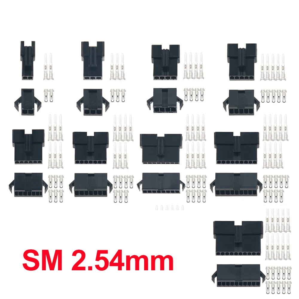 

20sets SM2.54 Connectors 2/3/4/5/6/7/8/9/10/11/12 Pins 2.54MM Female and Male Housing with terminals SM-2P SM-2R JST