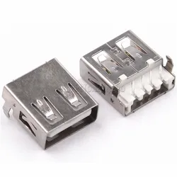 10Pcs USB Type A Standard Port Female Solder Jacks Connector PCB Socket USB-A type 90 Degrees Rimless