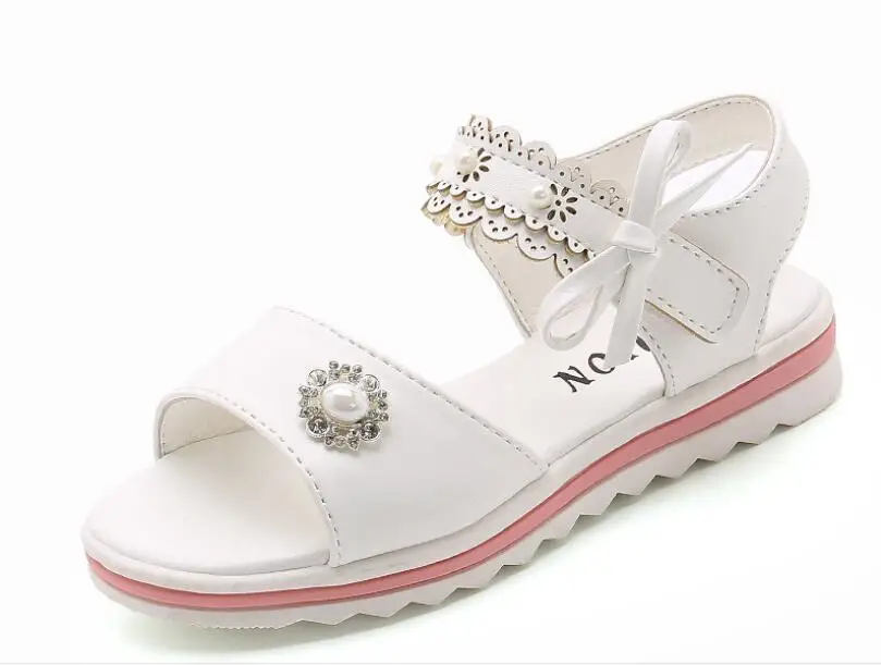 Summer Roman Sandals for Girls Shoes Tassel pearl Kids Sandals New Fish Mouth Princess Shoes Black White Pink Size 26-36 Fashion