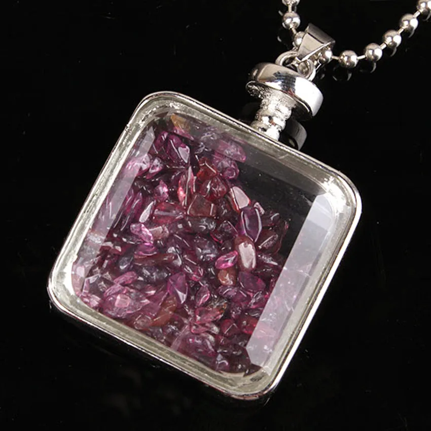 100-Unique Special Design 1 Pcs Silver Plated Natural Garnet Stone Pendant Square Shape Jewelry For Gift