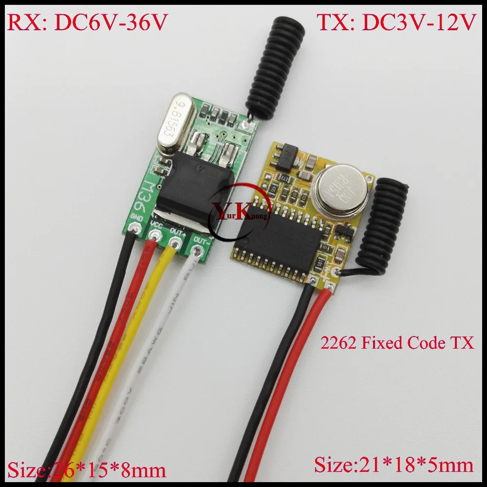 3.7V 5V 6V 7.4V 9V Transmitter Module Power ON Transmitting DC 6V-36V 7.4V 9V 12V 14V 16V 28V 36V Receiver Remote Control Switch