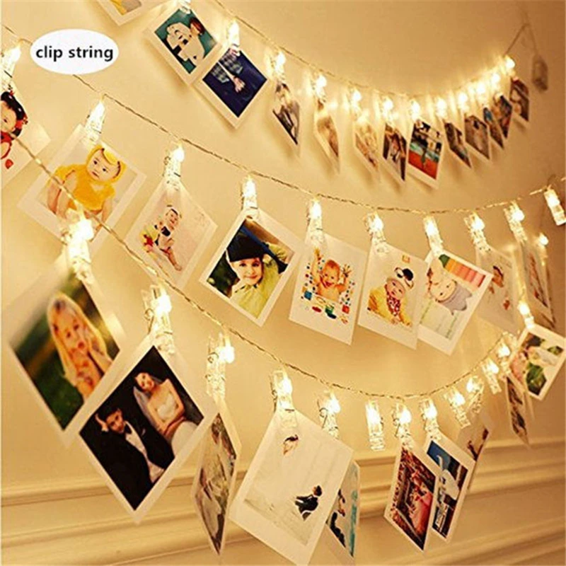 1.5M 10Leds Photo Clip Holder LED String lights For Christmas New Year Wedding Home Decoration Warm white Fairy Battery