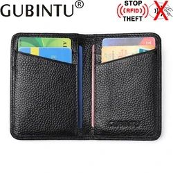 Portatarjetas de cuero genuino para hombre, tarjetero RFID para identificación bancaria, tarjetero de negocios, monedero, funda para hombre, Kashelek