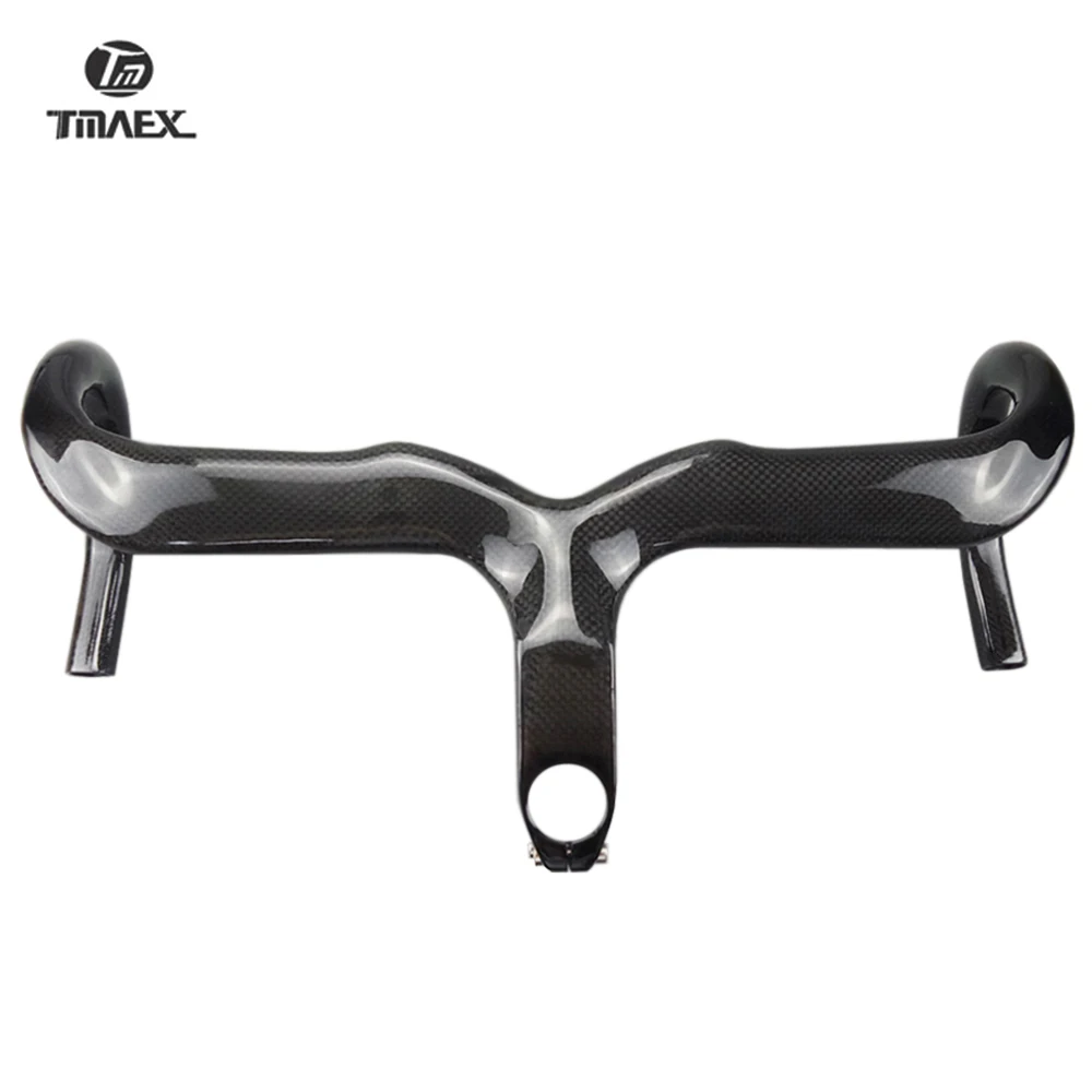 Ultralight Integrated Handlebar and Stem, No Logo, Road Bicycle Parts, Matte, Glossy, Road, 3K