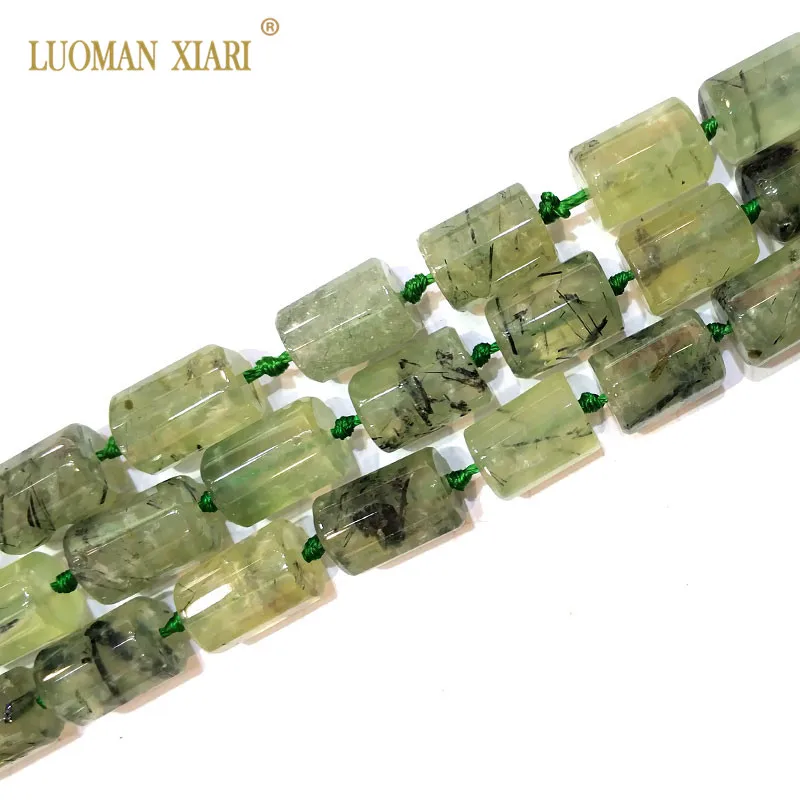 LUOMAN XIARI Prehnite Cylindrical Natural Stone Facted  Beads For Jewelry Making DIY Bracelet, Necklace Size 11*16 mm Strand 15