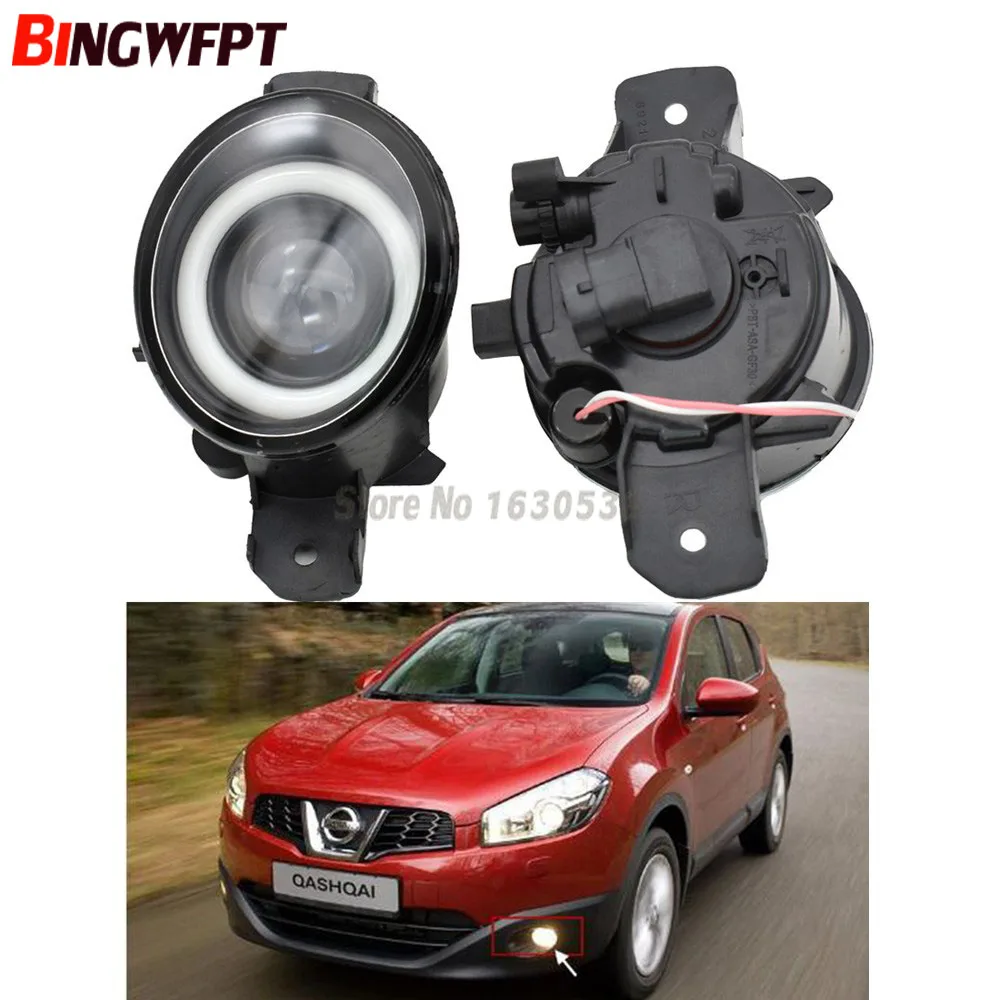 2 SZTUKI Samochodowe światła przeciwmgielne Angel eye+ LED do NISSAN QASHQAI / QASHQAI +2 (J10,JJ10) 2007-12 Lewy prawy przedni zderzak Światła przeciwmgielne