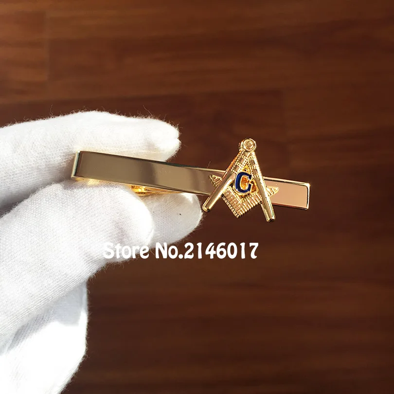 High Quality Masonic Square and Compass G Soft Enamel Tie Clips Mens T-shirt Clothing Ties Bar Freemason Masonry Clip