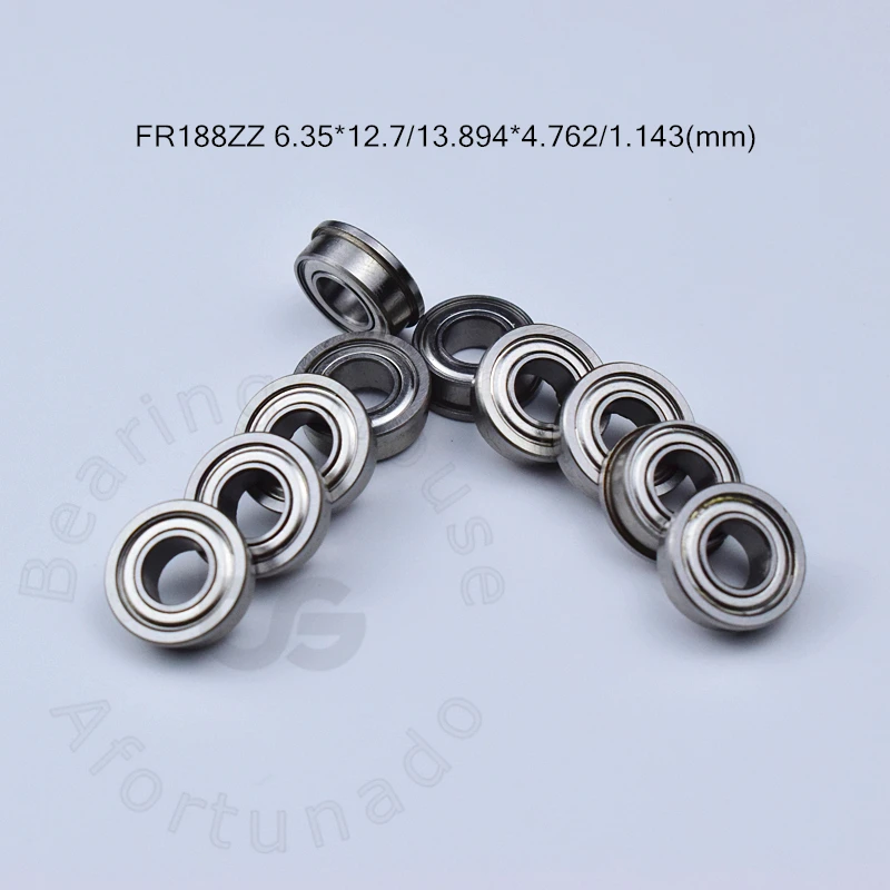 FR188ZZ Flange Bearing, metal selado peças de equipamentos mecânicos, cromo e aço, frete grátis, 6.35*12.7*13.894*4.762*1.143(mm), 10PCs