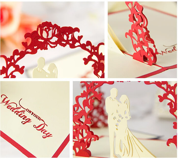 Fashion Hot Valentine day Wedding CARDS Invitations Delicacy Gift Handmade Creative 3D Cards Pop UP Gift