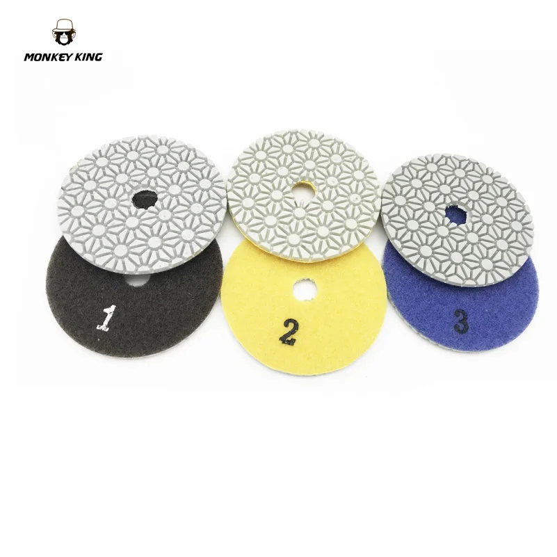 3 inch  STEP Set Diamond Wet/Dry Polishing Pads discs wheel tool abrasives Glass Ceramic quartz Granite Marble Stone Concrete