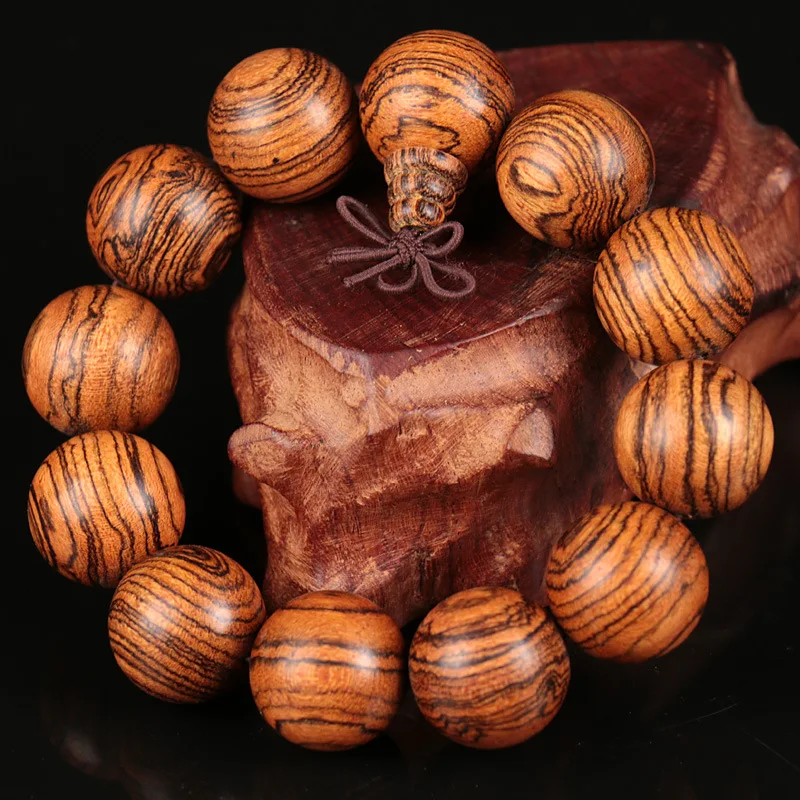 Natural Tabby Sandalwood Wood Beaded Engraved Bracelet & Bangle Buddha Prayer Beads Bracelets For Men Women Wooden Jewelry