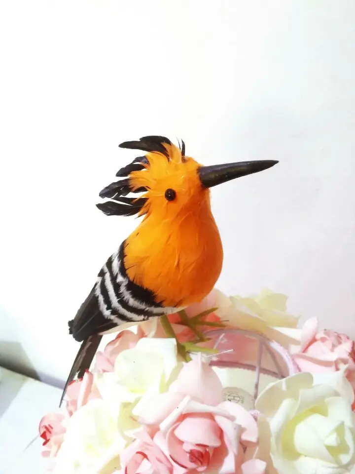 

creative simulation Hoopoe bird model toy foam&feathers orange bird doll gift about 30cm 2873