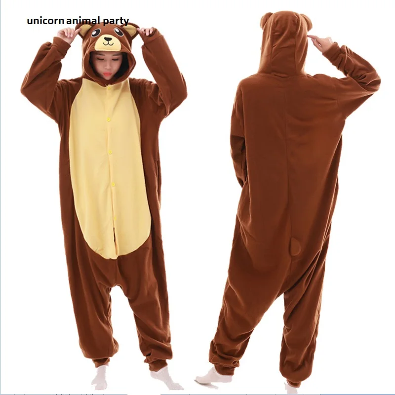 

Kigurumi Brown Bear Onesies Pajamas Unisex Adult Pajamas Cosplay Costume Men Women Animal Sleepwear Jumpsuit halloween costumes