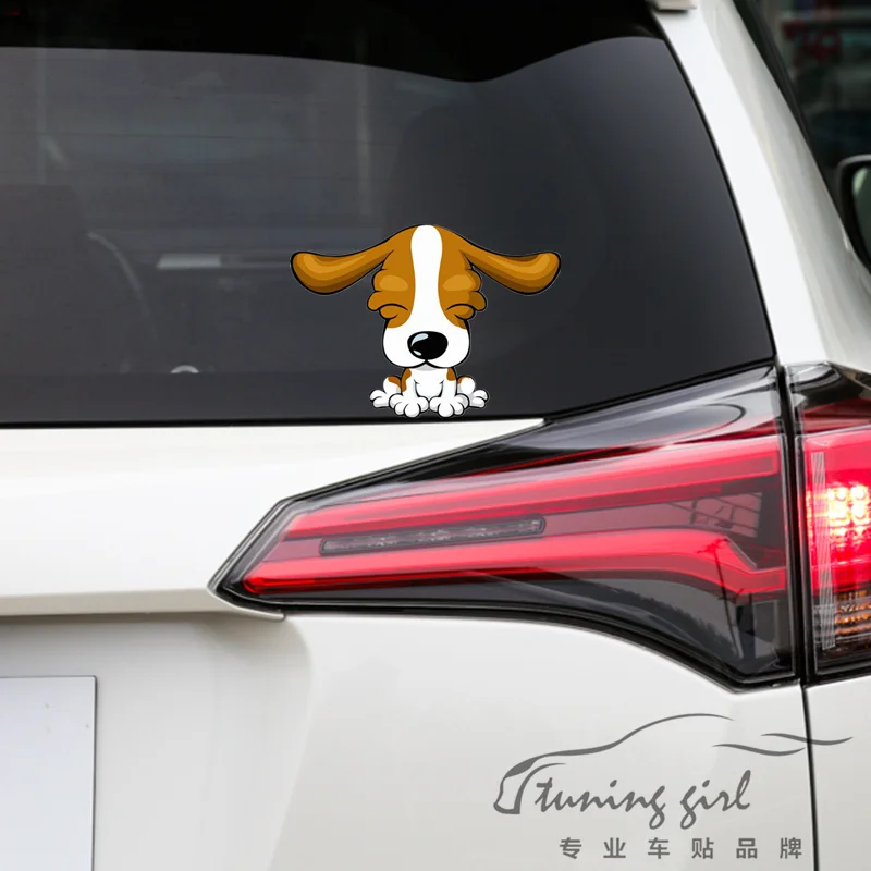 15*10CM Beagle Car Stickers Dog Long Ears Lovely Cartoon Cute Reflective For Windshield Window Trunk Bumper Motorcycle C40