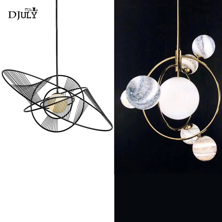 postmodern creative Saturn glass pendant lights for hall dining room bar living room light fixtures luxury loft led hanging lamp