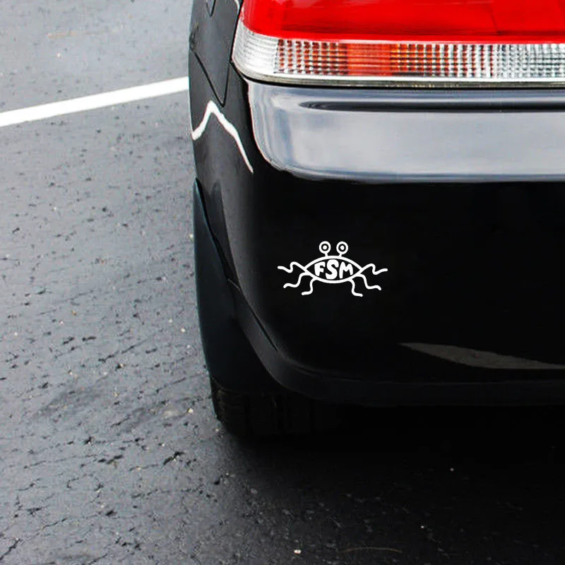 YJZT 13.3X6.6CM FSM Flying Spaghetti Monster Funny Car Stickers Vinyl Decal Black/Silver S8-0303