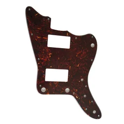 Pleroo Custom Guitar pickgaurd - For MIJ Jazzmaster Guitar Pickguard with PAF Humbucker, 4 Ply Brown Tortoise