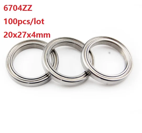 100pcs/lot 6704ZZ 6704 ZZ 6704Z 20x27x4mm Double metal cover Deep Groove Ball Bearing 20*27*4mm