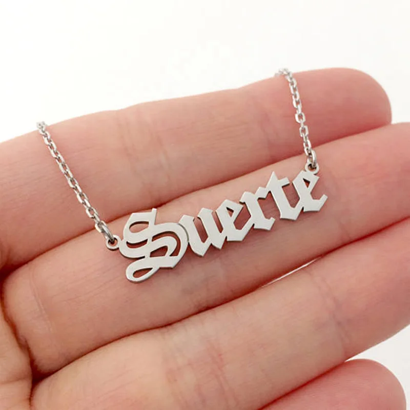 Custom Old English Name Necklace Pendant Retro Alphabet Letter Charm Necklaces Stainless Steel  Chain Birthday Gift Bijoux