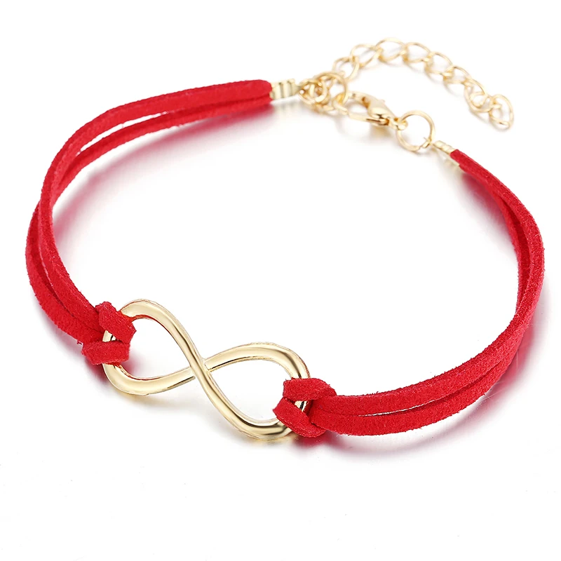 Rose sisi jewelery Red Lucky number 8 woven knot bracelet for women\'s Jewelry cuff bangle red thread on hand Couple bracelets