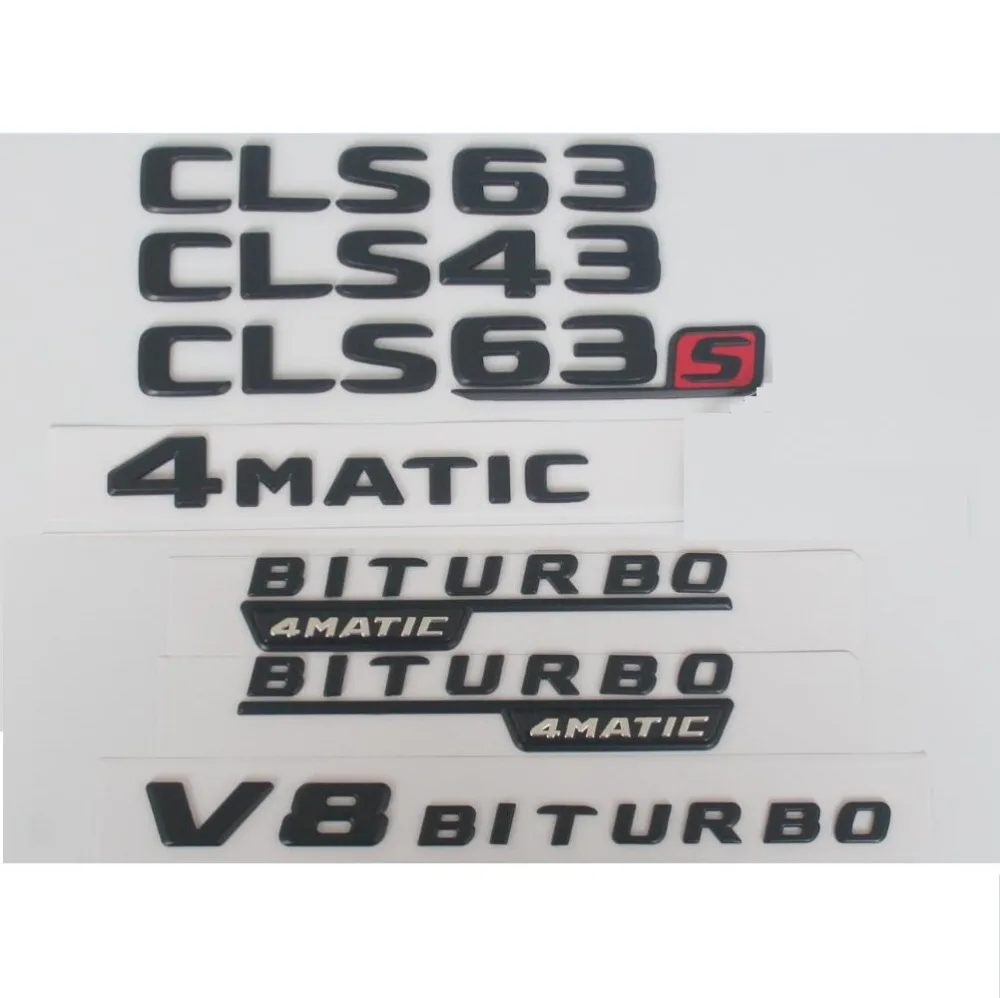 

Matte Black Trunk Letters Badges Emblems Sticker for Mercedes Benz CLS43 CLS53 CLS63 V8 BITURBO 4MATIC AMG