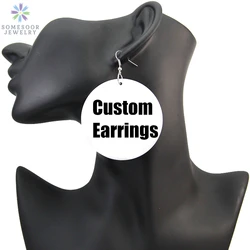 Somesoor personalizado afro brincos de gota de madeira 6cm preto africano arte personalizado impresso jóias não moq para preto mulheres presentes 1 par
