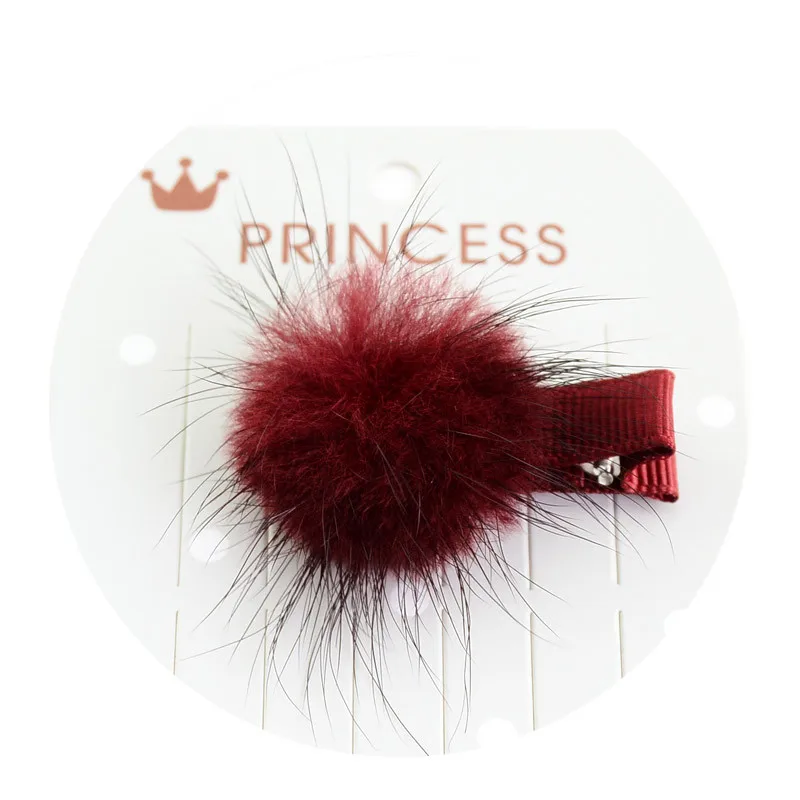 UNTAMED 12pcs/lot Mini Solid Fur Pompom Ball Girls Small Lovely Hairclip Kids Hairpins Hair Accessories Pom Hairball Clips