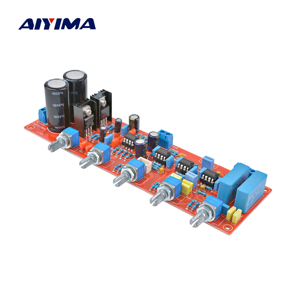 AIYIMA NE5532ซับวูฟเฟอร์ Preamplifier Board HiFi 2.1โทนควบคุมระดับเสียง Preamp ปรับ Low Pass Filter Dual AC12V