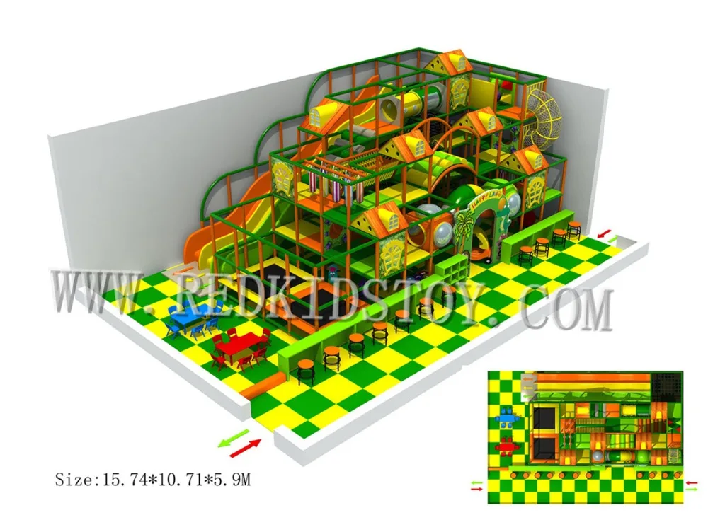 Design For Latvian Customer Four Floors Kids Indoor Playground With Large Slide HZ170928-B