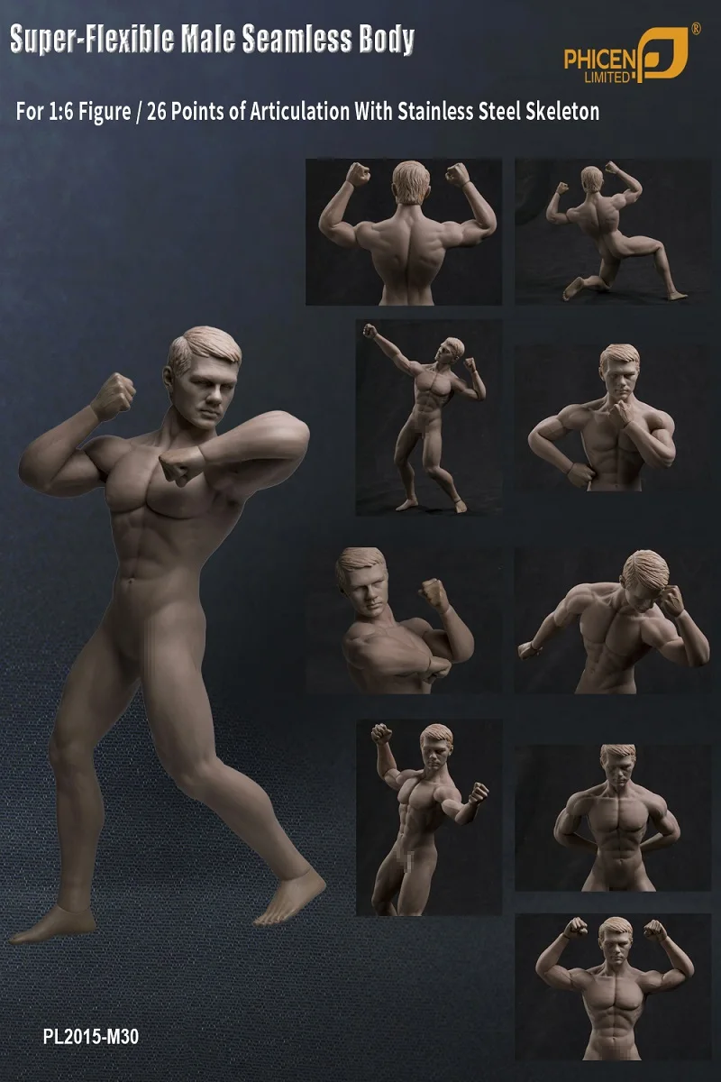 1/6 Scale male figure body Seamless Body in Stainless Steel Skeleton Strong muscles body for 12