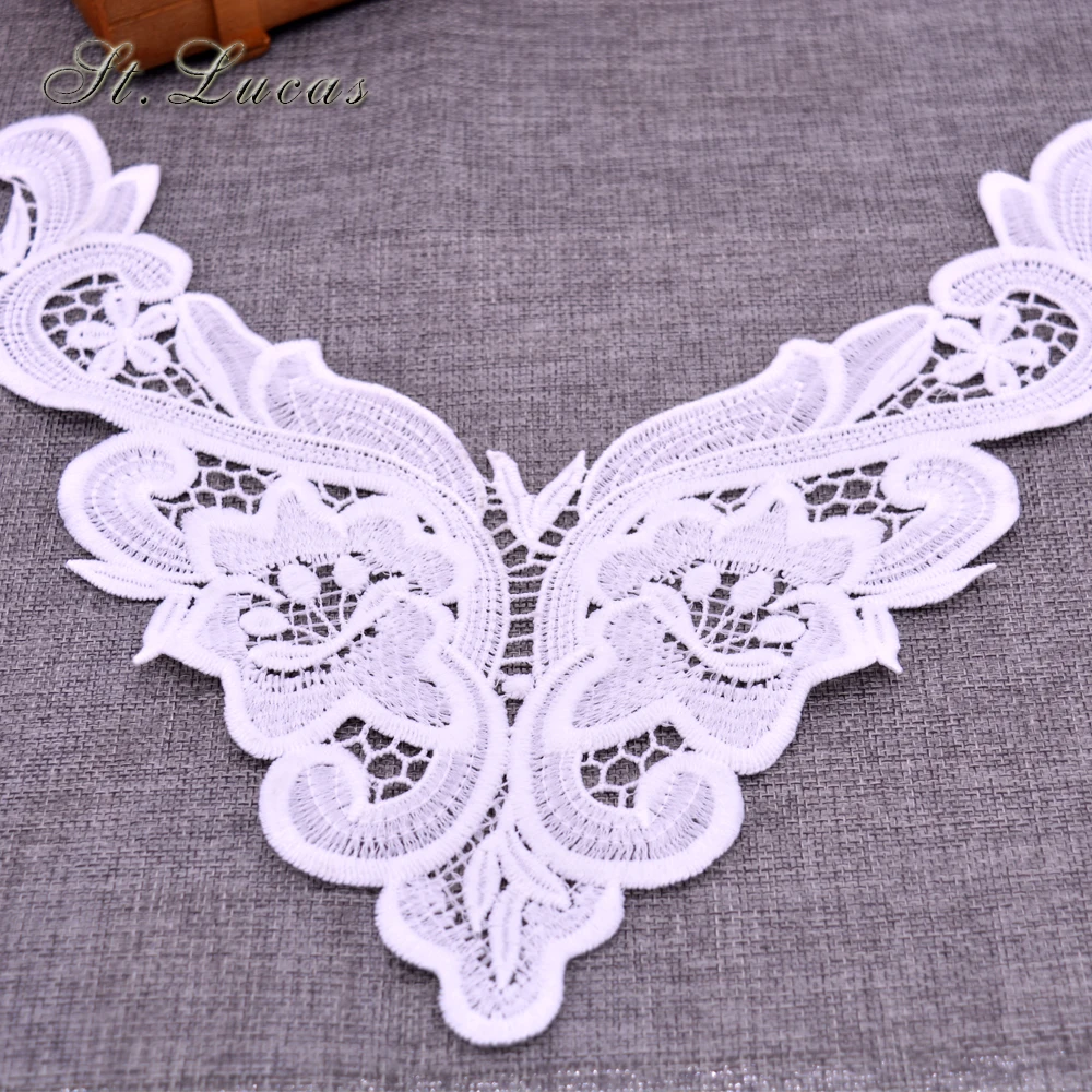 High quality white Fabric Flower Venise Lace Sewing Applique Craft U-soluble lace collar Ladies clothing decoration accessories