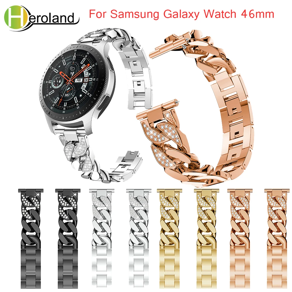 

22mm Watch Band For Samsung Galaxy Watch 46mm Bracelet Watchstrap For Samsung Gear S3 Stainless Steel Wrist Diamond Link Strap