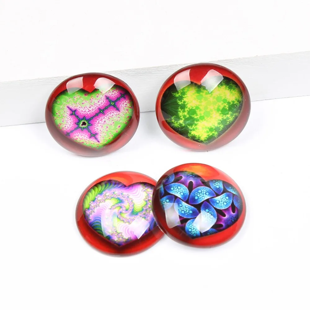 reidgaller mix fractal Photo Glass Cabochon 12mm 20mm 25mm 30mm diy flatback jewelry findings for earrings pendants