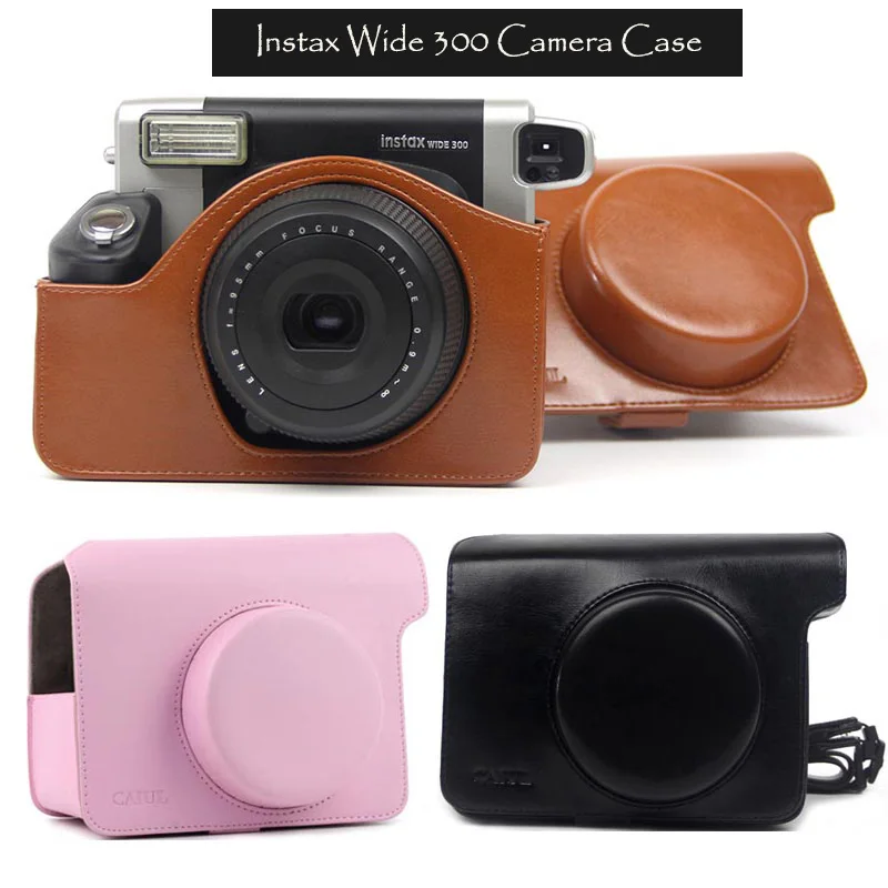 Fujifilm Instax Wide 300 Instant Camera Case, Quality PU Leather Carrying Bag, 5 Colors - Pink, Brown and Black