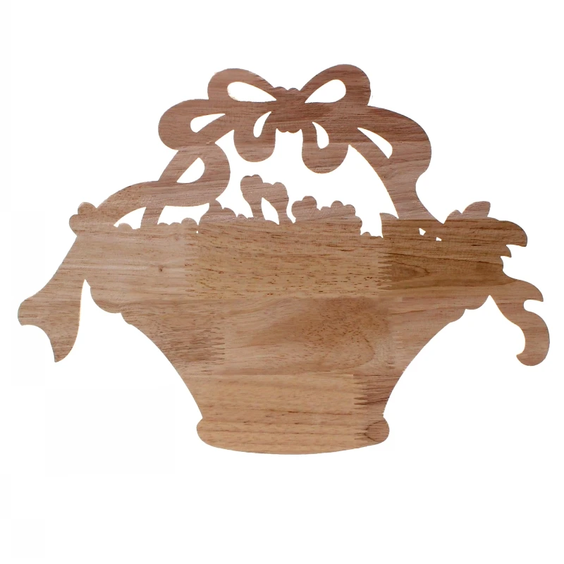 RUNBAZEF Solid Wood Applique Rose Carving Flower Basket European Style Furniture Patch Home Decor Wedding Decoration Miniature