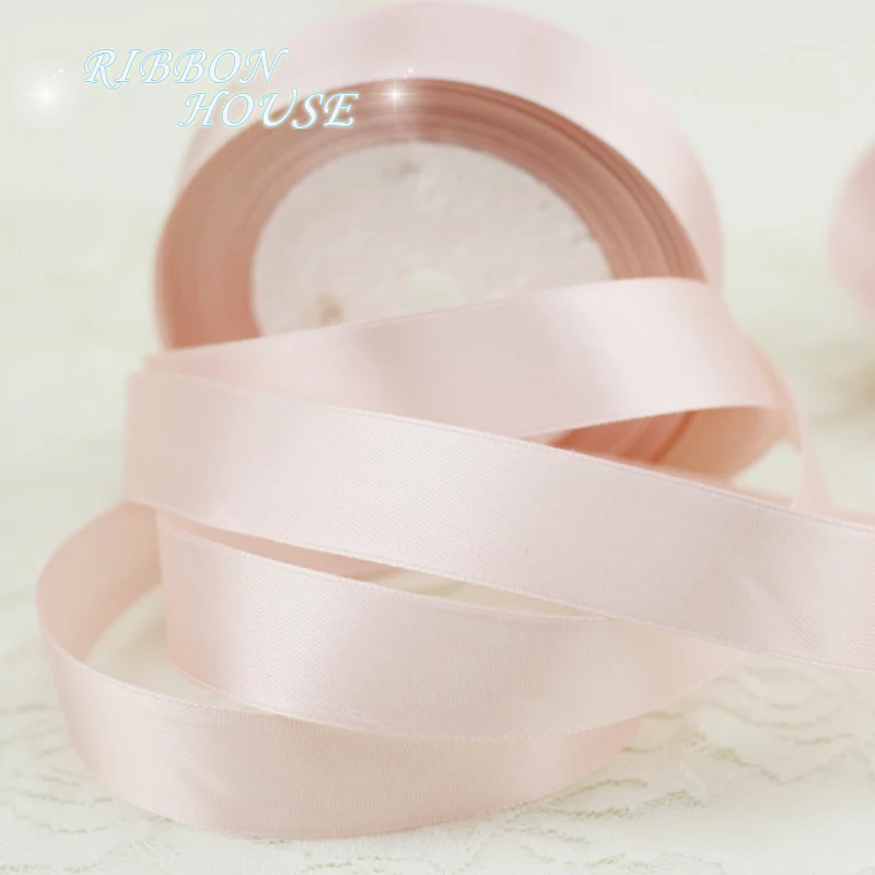 (25 yards/roll) Light Pink Single Face Satin Ribbon Wholesale Gift Wrapping Christmas ribbons