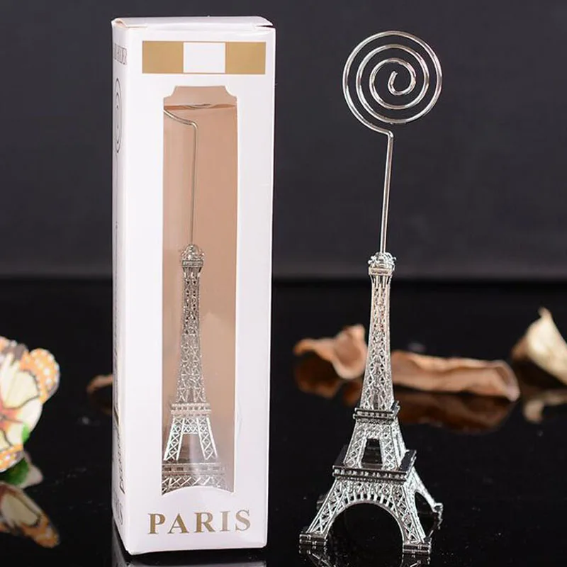 80pcs/lot Paris Eiffel Tower Table Card Holder Metal Seat Clamp Memo Message Holder Wedding Birthday Party Decor Gifts ZA3700