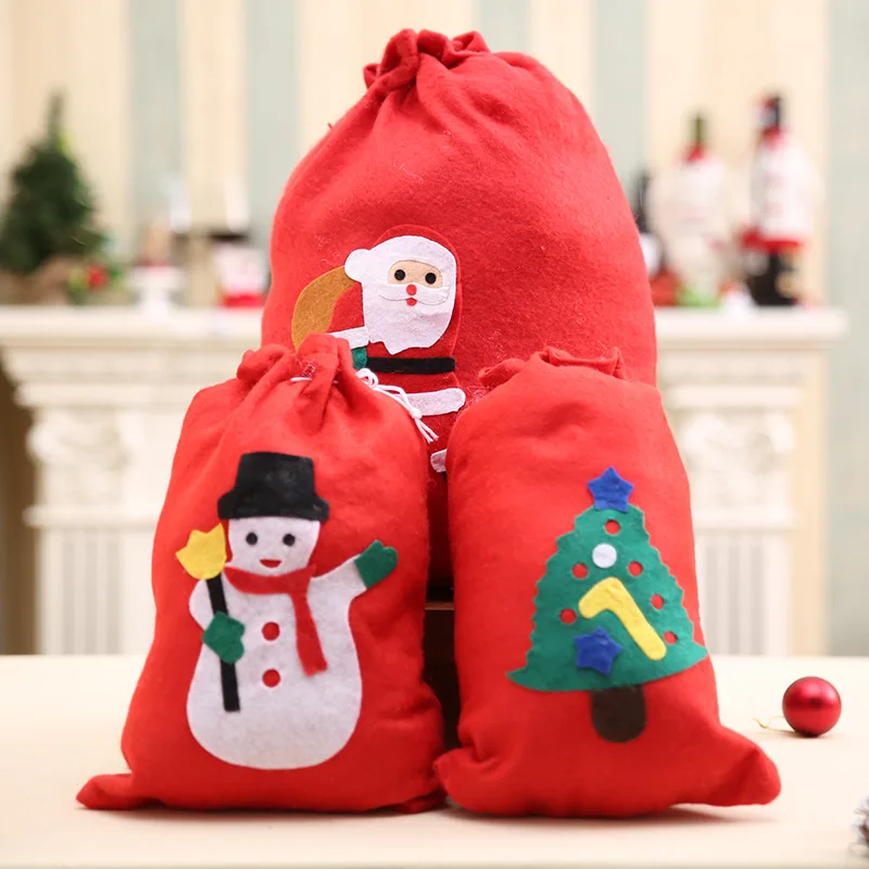 Bolsa e sacola de algodão com cordão para homens e mulheres, saco pequeno e grande para presente de natal, festa infantil, ano novo, 2018