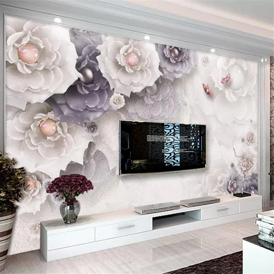 Custom wallpaper 3d mural atmosphere delicate peony jewelry flower living room background wall papers home decor room decoration